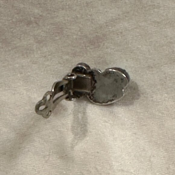 Turquoise Coral and Sterling Silver Earrings Clip-On - Picture 2 of 3